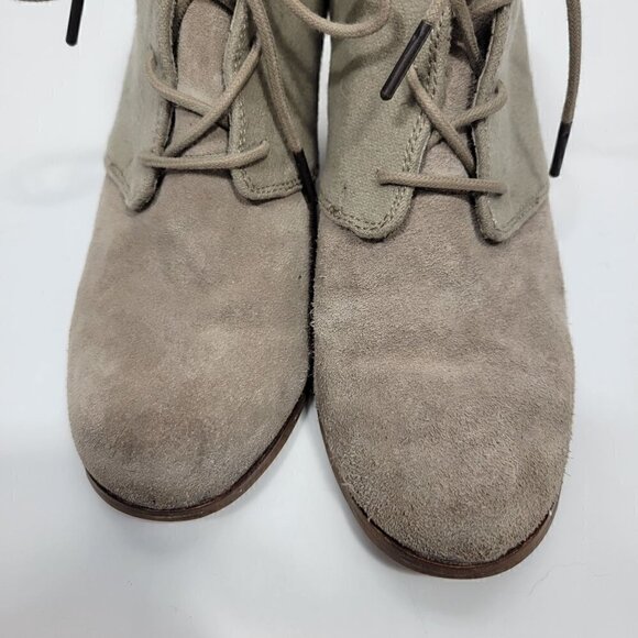 Toms Women's Lunata Taupe Lace Up Suede and Material Booties in a Size 9 - Picture 9 of 16